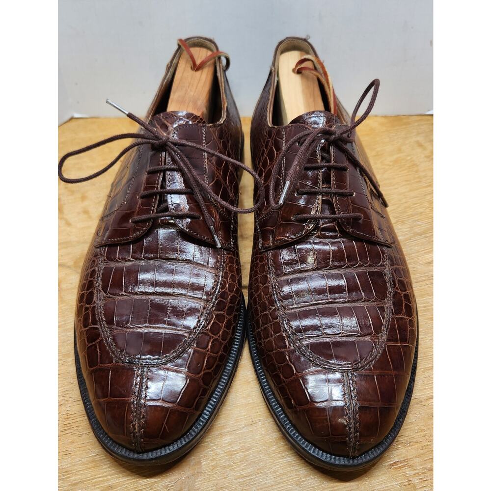 Foster Rainey Alligator Dress Shoes Brown Leather Size US 7 M Spain EUC